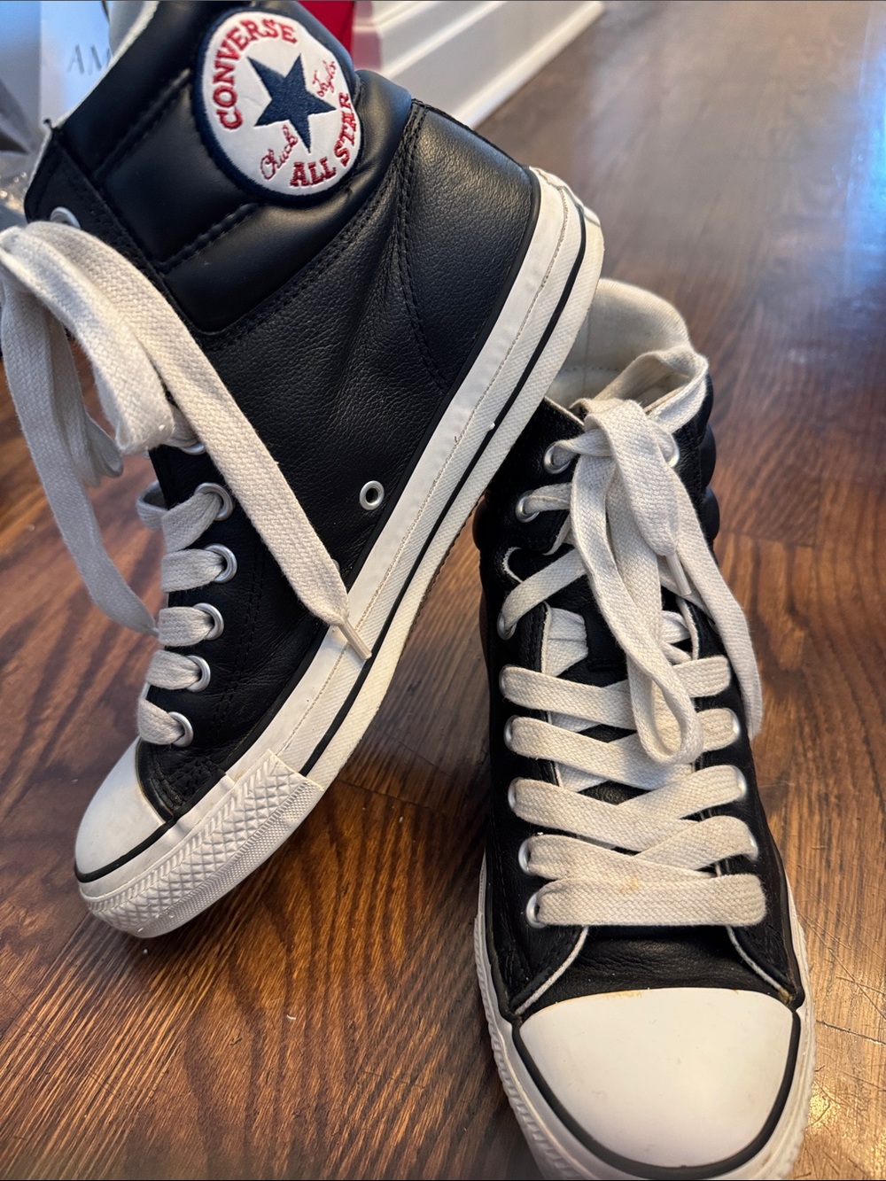 Converse Black Leather High Top Sneakers